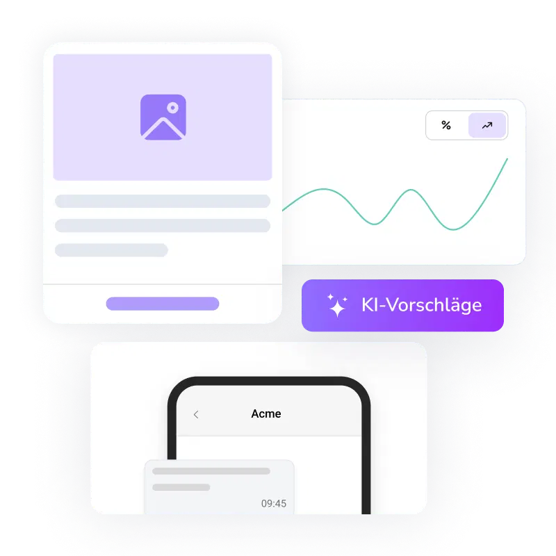 Screenshot des Dashboards von TopMessage mit verschiedenen Seiten und Tools