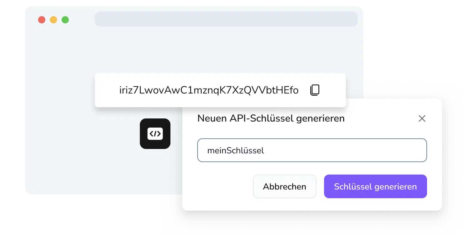 Ansicht der API-Schlüssel-Erstellungsseite bei TopMessage.