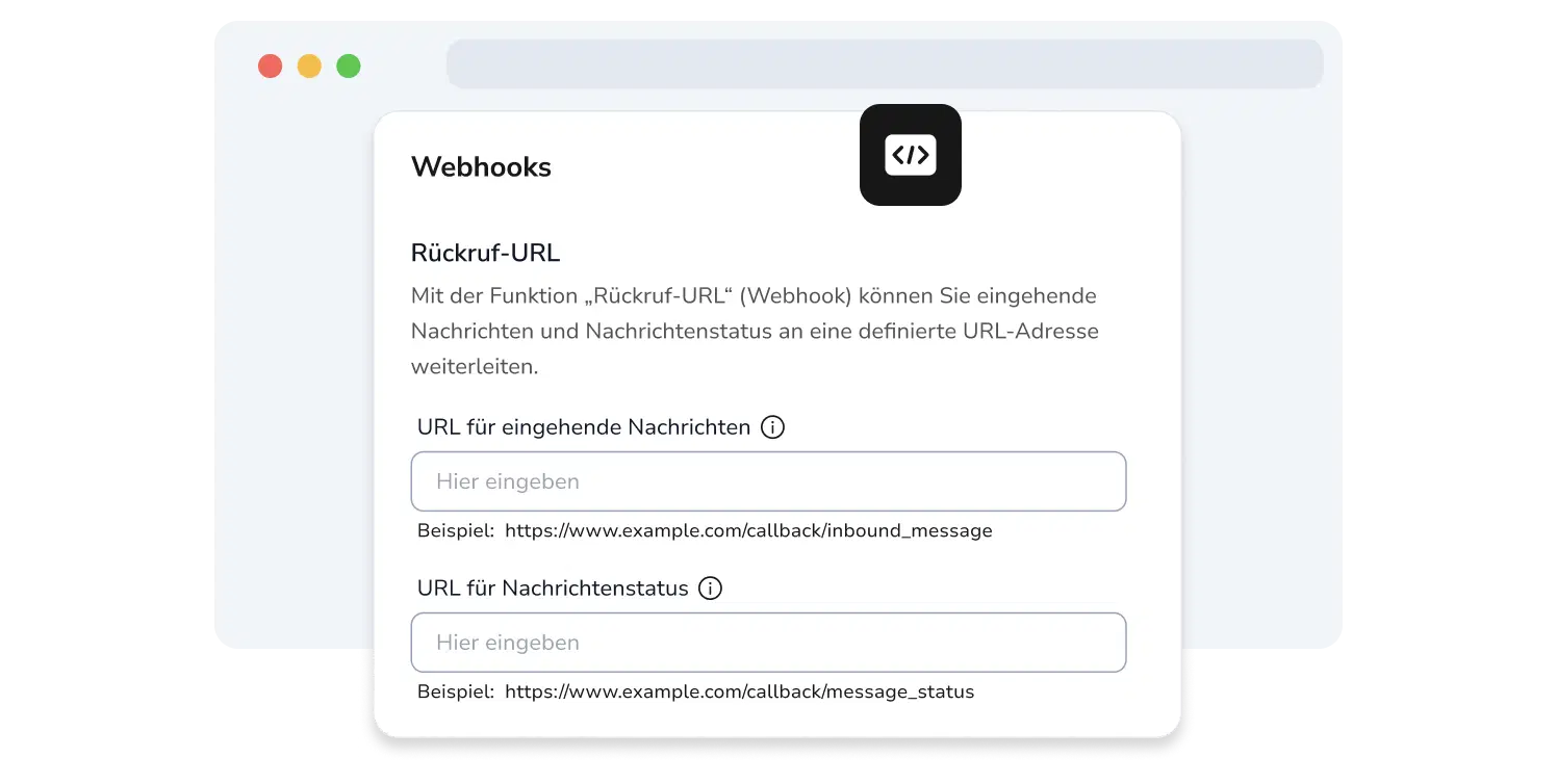 Darstellung der API-Seite von TopMessage zur Webhook-Konfiguration.