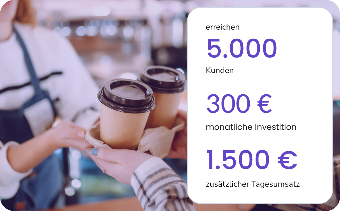 Mann bestellt Kaffee in einem Café, das mit TopMessage bemerkenswerte Erfolge erzielt.